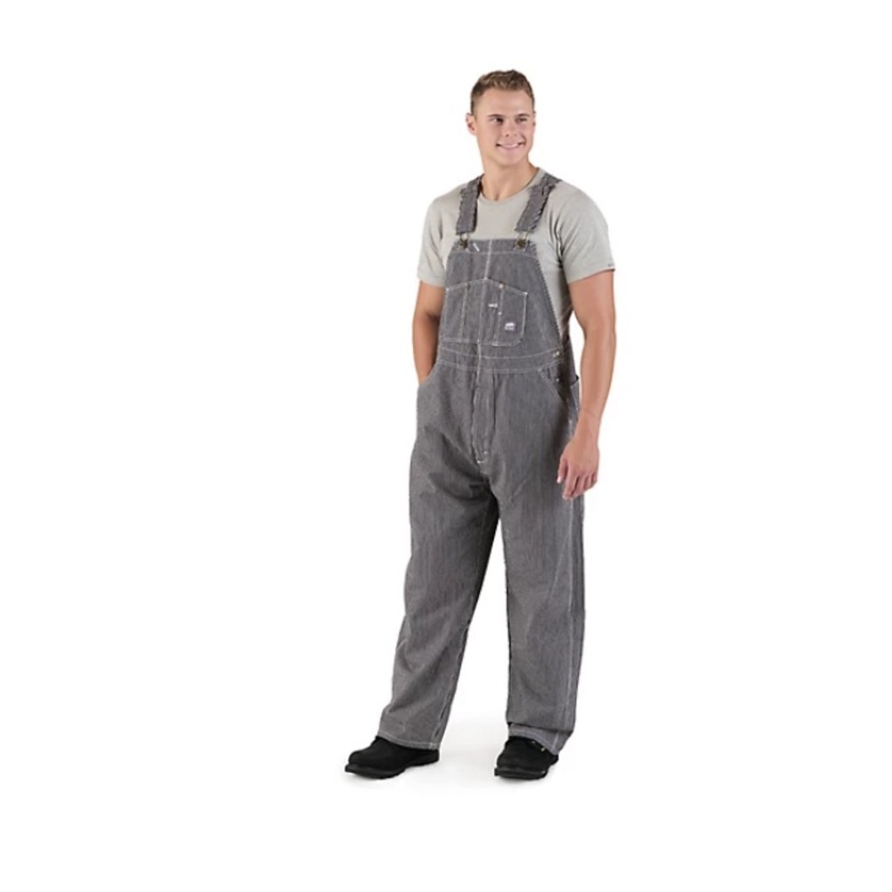 BERNE MENS 34 HICKORY STRIPE UNLINED OVERALLS